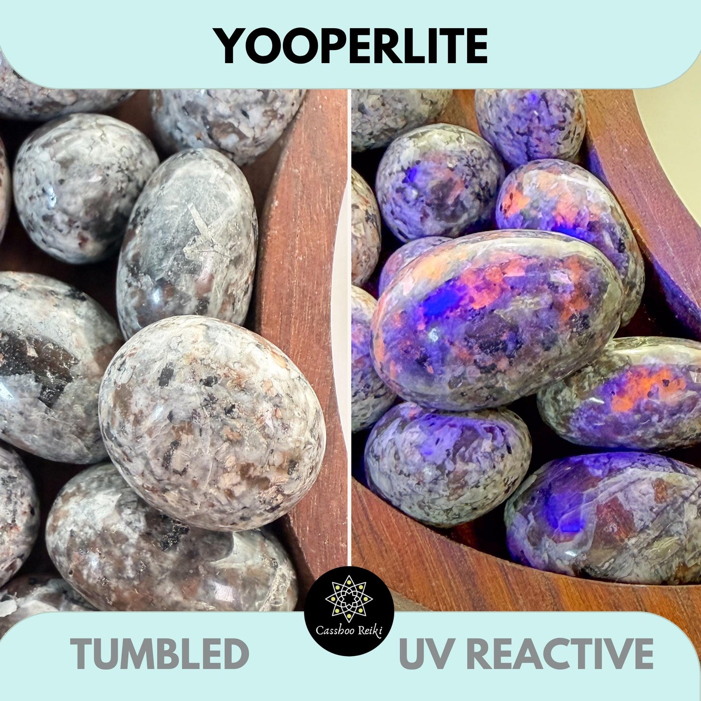 Tumbled Yooperlite. Sodalite Syenite. Reactive to UV | Sagittarius Zodiac Stone