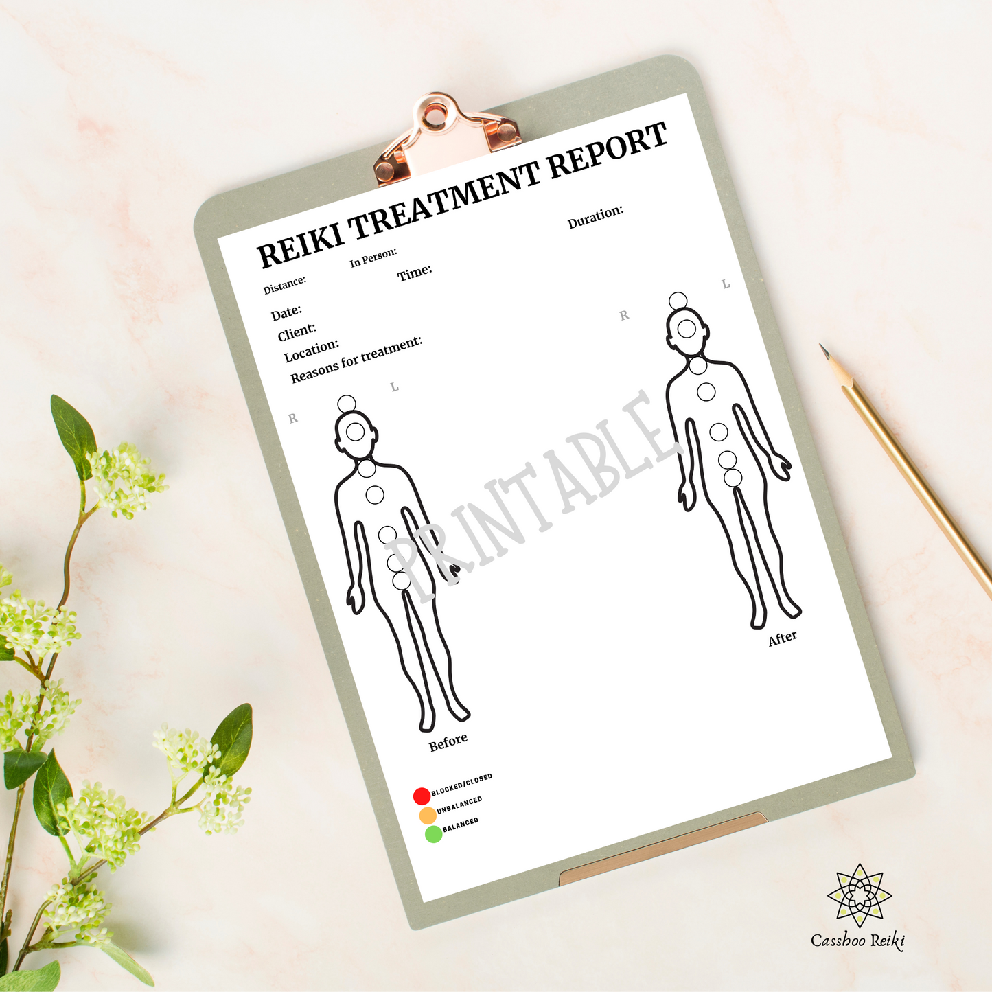 Reiki Session Template. PDF Digital Download