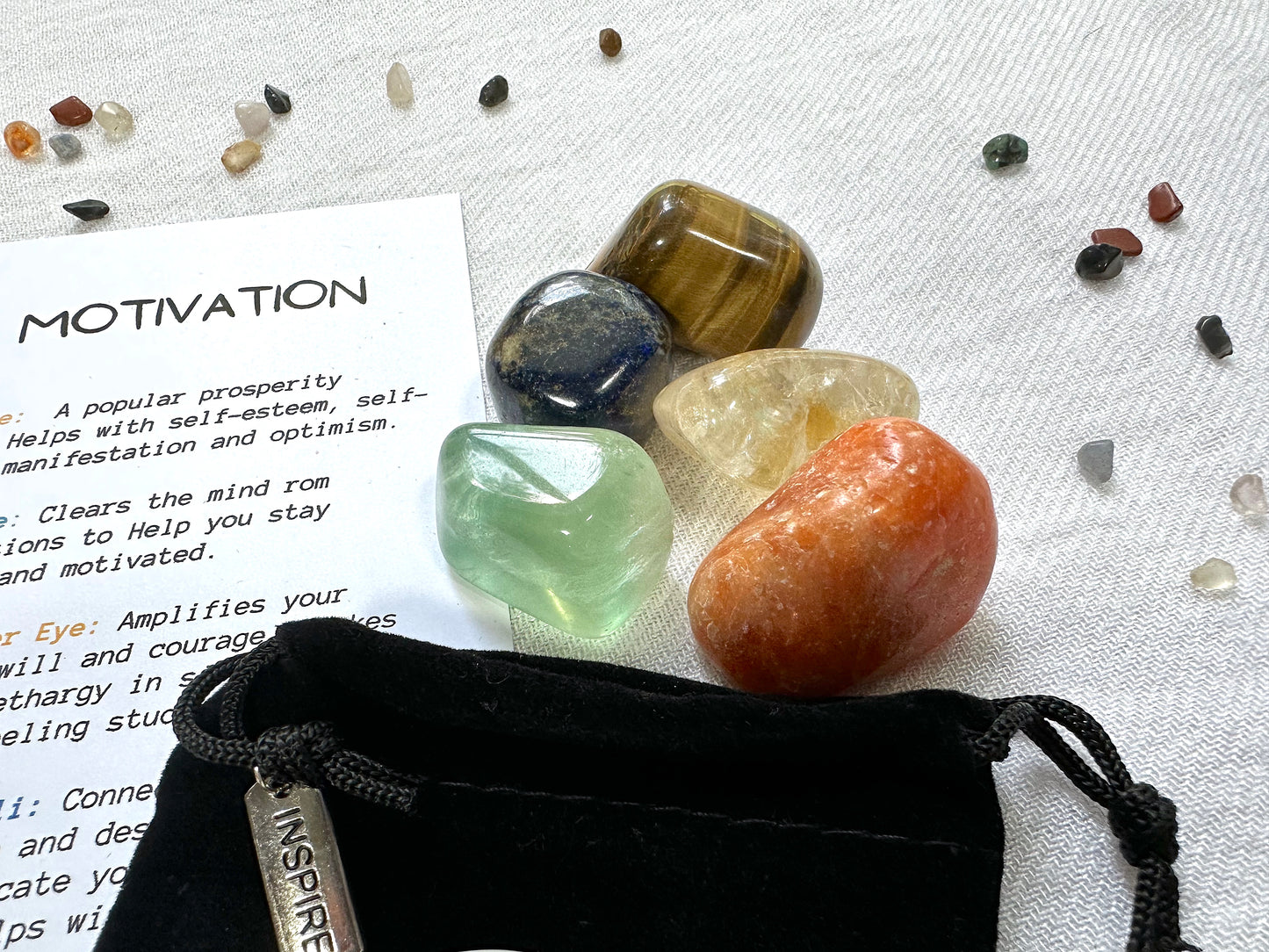 Motivation Crystal Set and Palm Stone