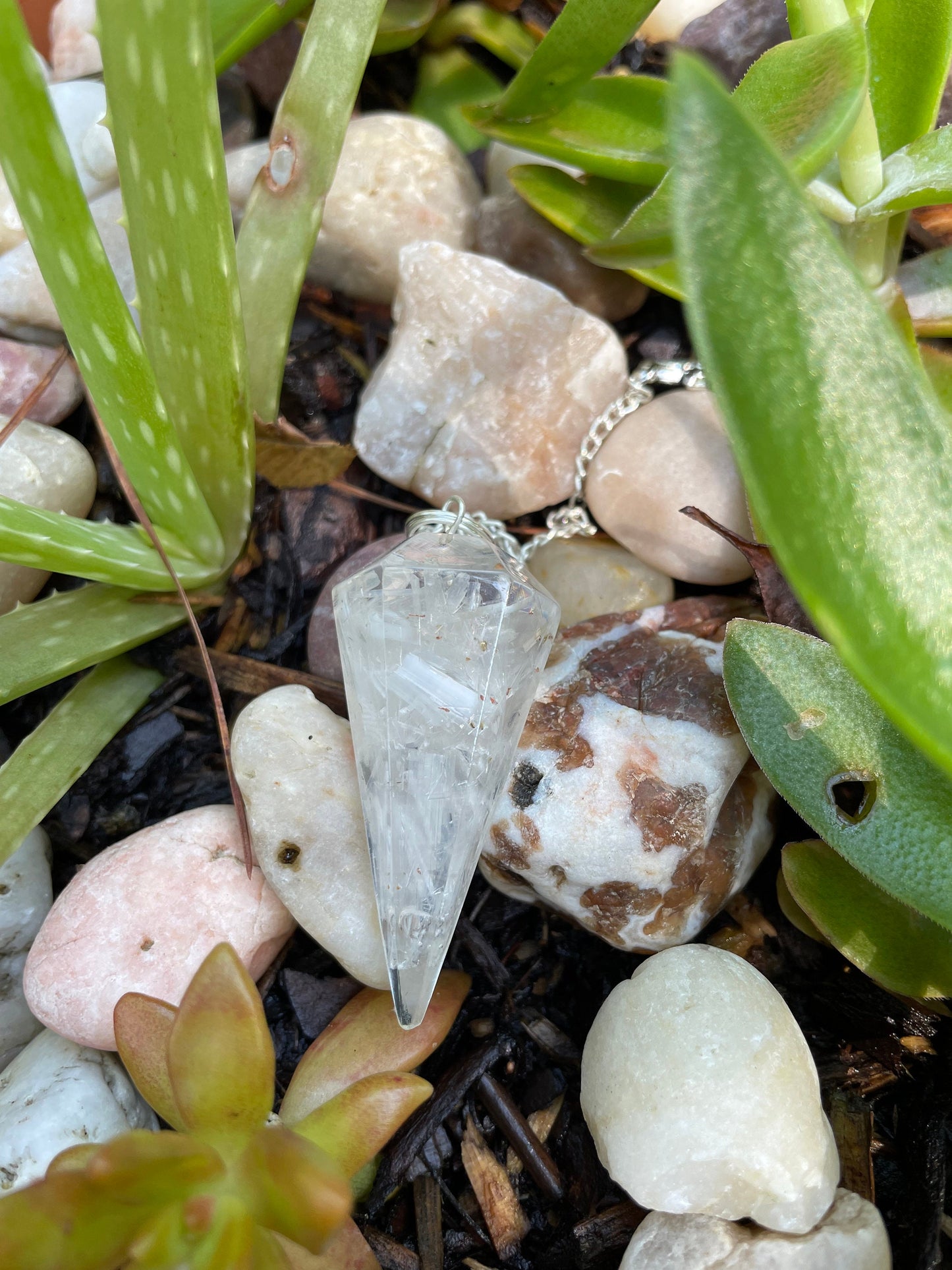 Selenite Orgone Pendulum.
