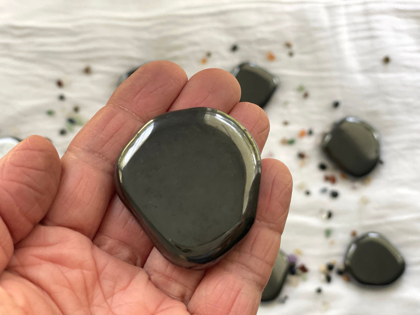 Magnetite Palm Stone | Magnetic Hematite Pocket Stone | Crystal for Grounding and Protection