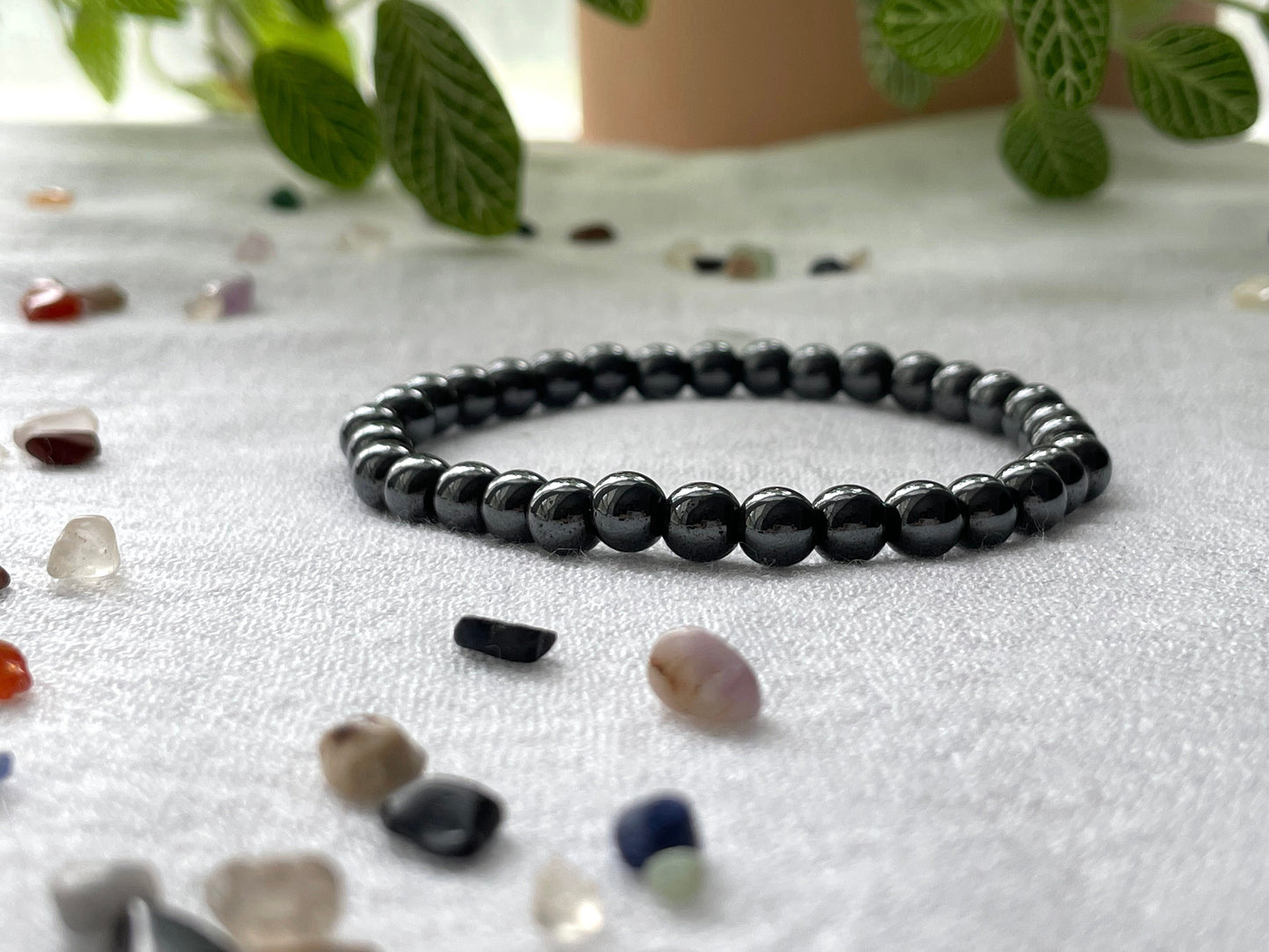 Magnetic Hematite bracelet | 6mm Gemstone beads Bracelet | Bracelet for Energy Protection | Bracelet for Protection from Negativity