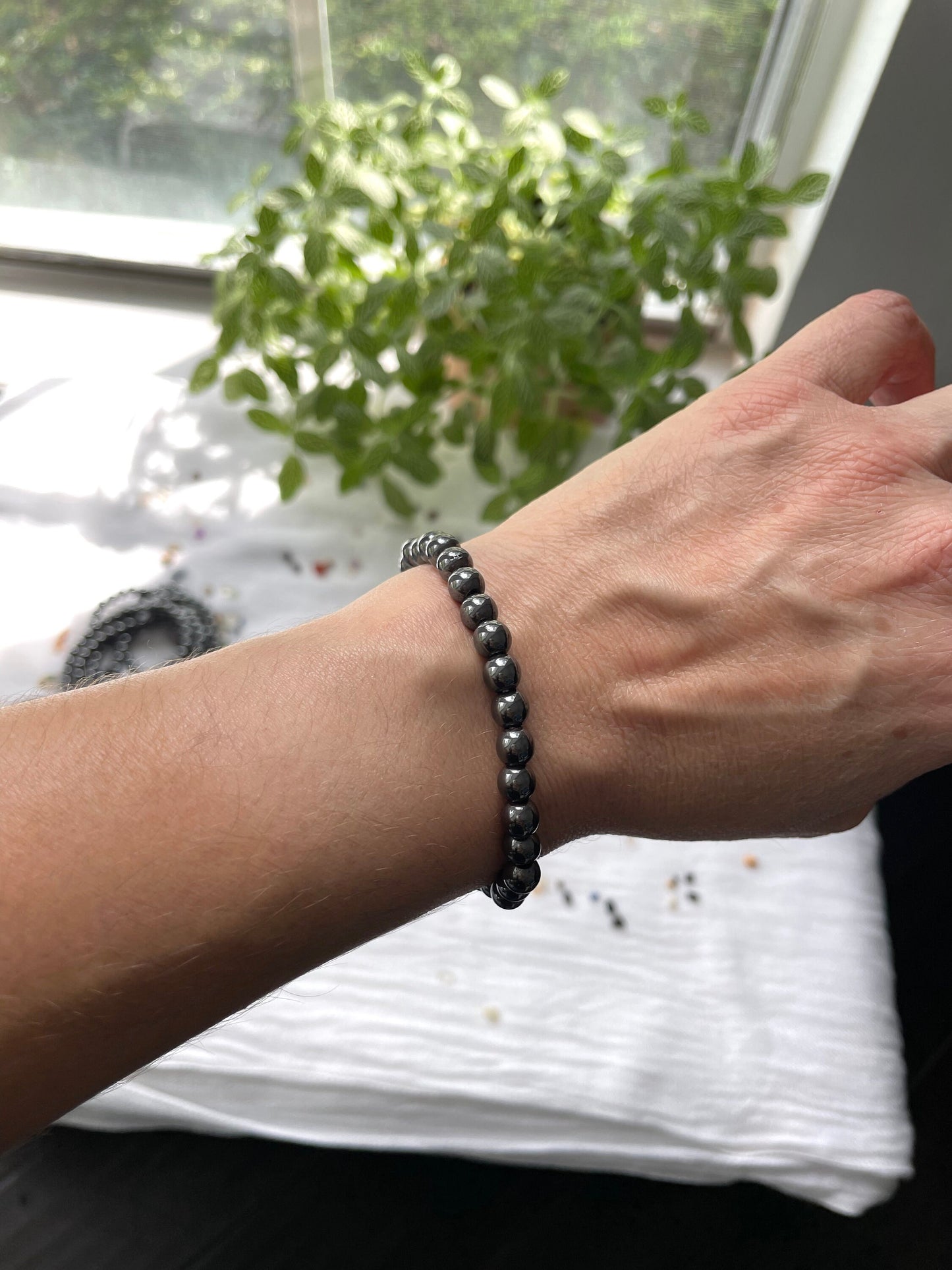 Magnetic Hematite bracelet | 6mm Gemstone beads Bracelet | Bracelet for Energy Protection | Bracelet for Protection from Negativity