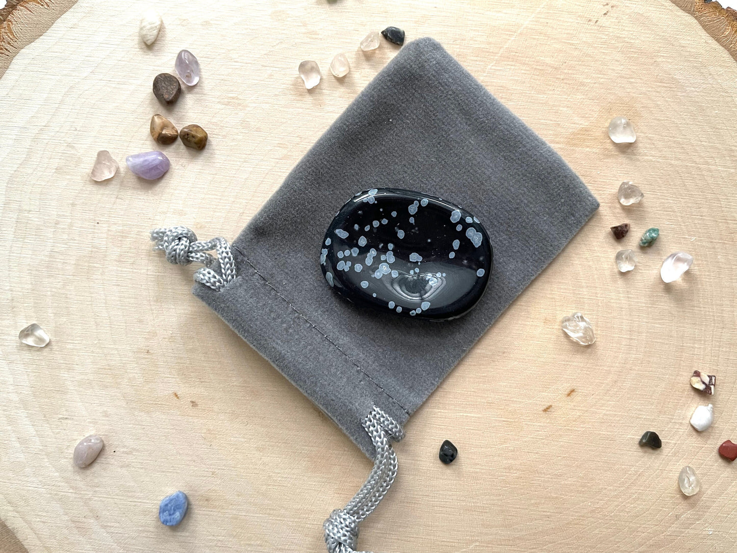 Worry Stone. Snowflake Obsidian | Crystal for Protection and Negative Thinking