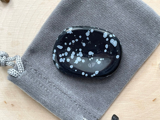 Worry Stone. Snowflake Obsidian | Crystal for Protection and Negative Thinking