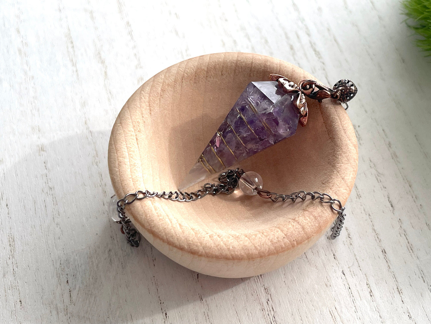 Orgone Amethyst Copper Pendulum