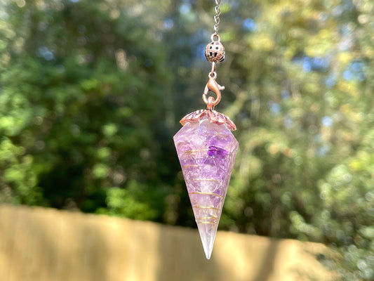 Orgone Amethyst Copper Pendulum