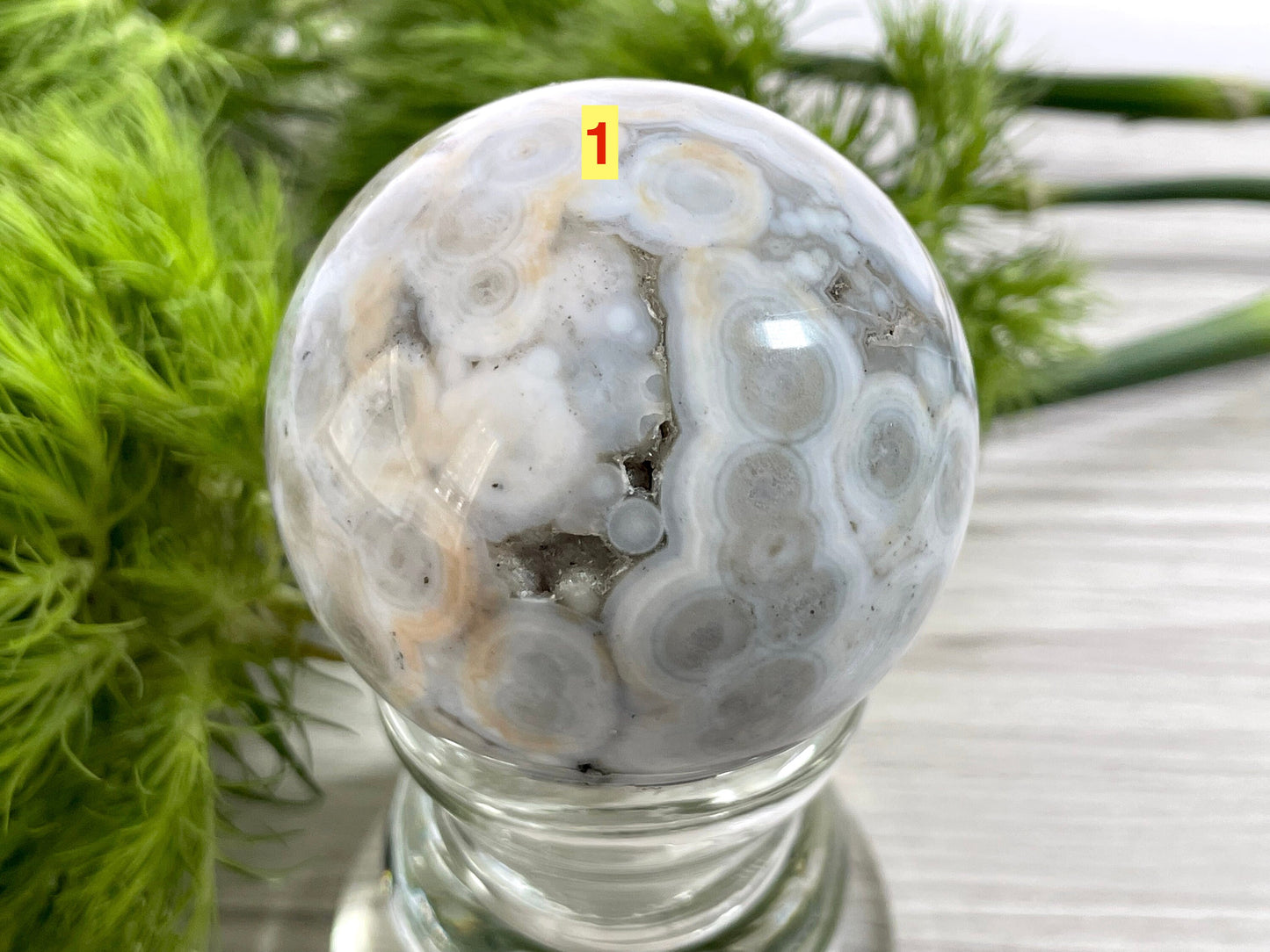 Flower Agate Sphere. Reiki Infused