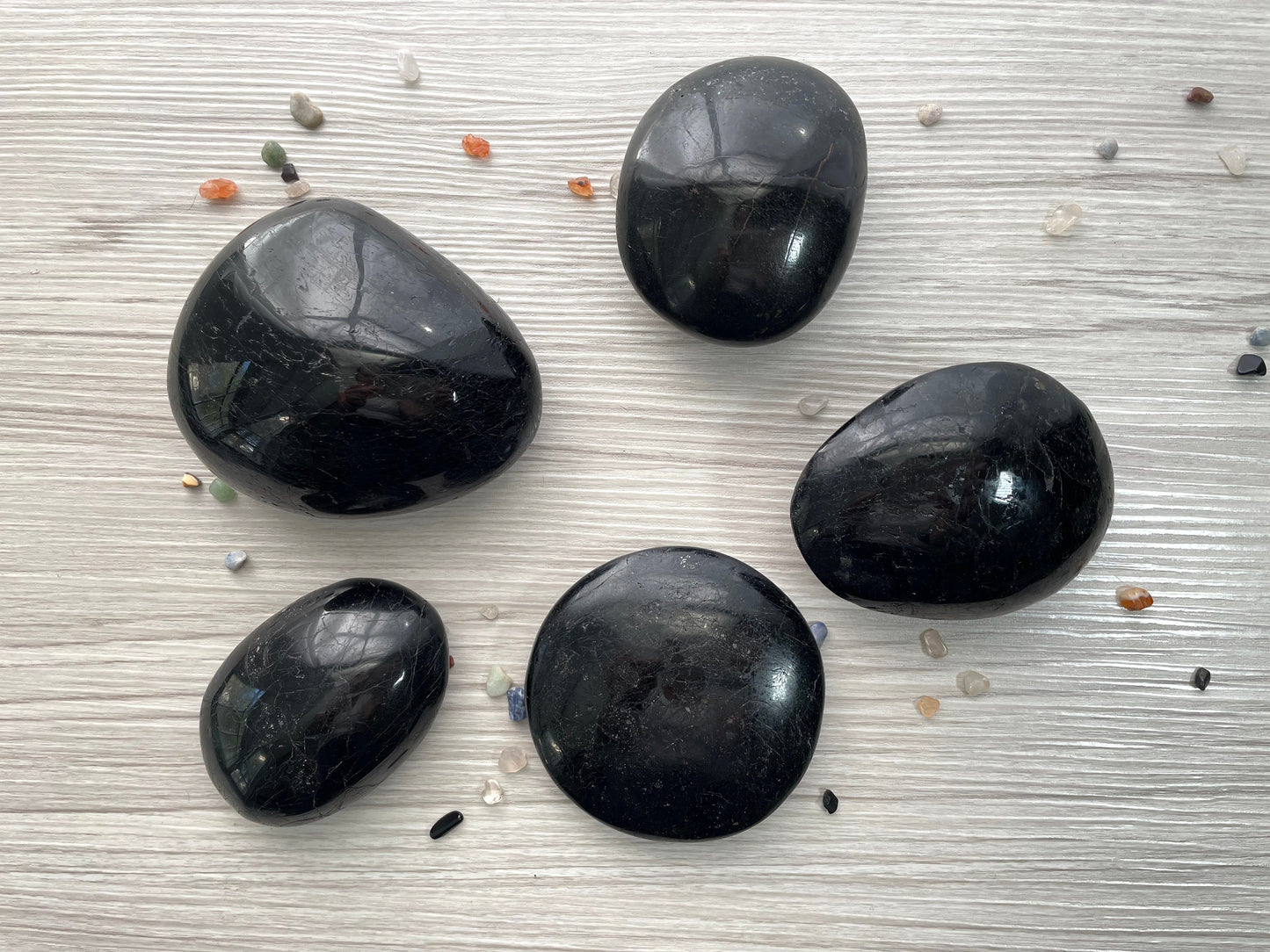 Black Tourmaline Large Pebble | Tourmaline Palm Stone | Crystal for Protection and Negative Thinking