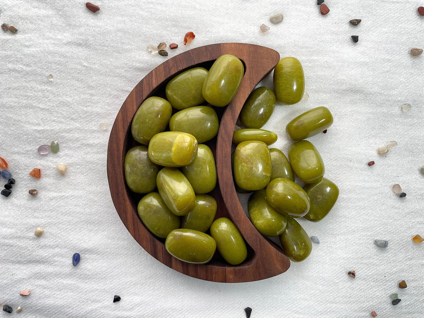 Olive Jade (Serpentine). Tumbled