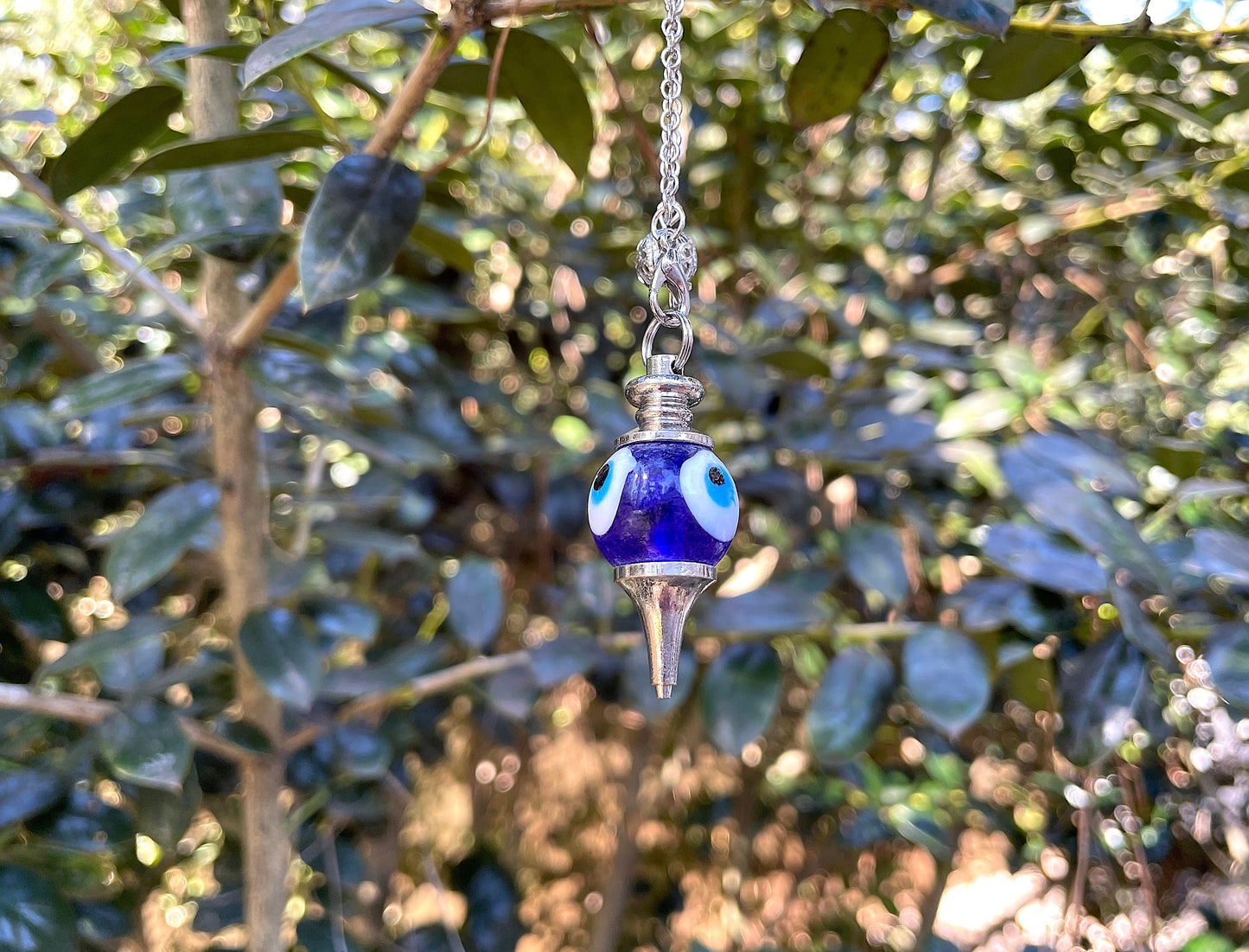 Evil Eye Glass Pendulum with mini wooden bowl