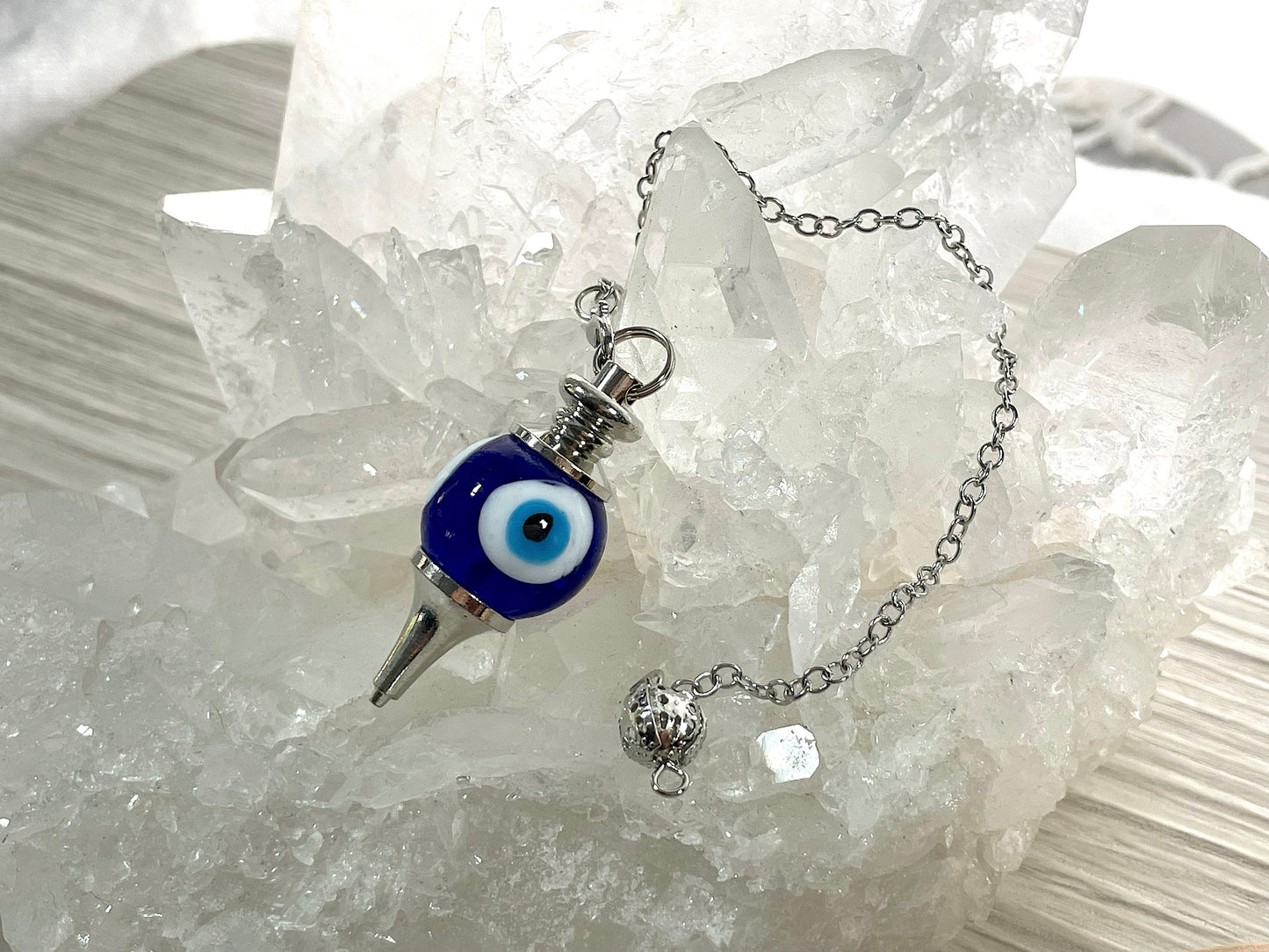 Evil Eye Glass Pendulum with mini wooden bowl