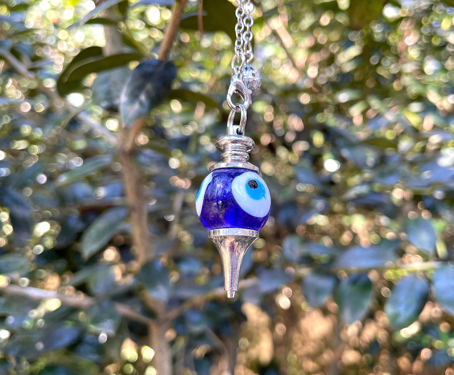 Evil Eye Glass Pendulum with mini wooden bowl