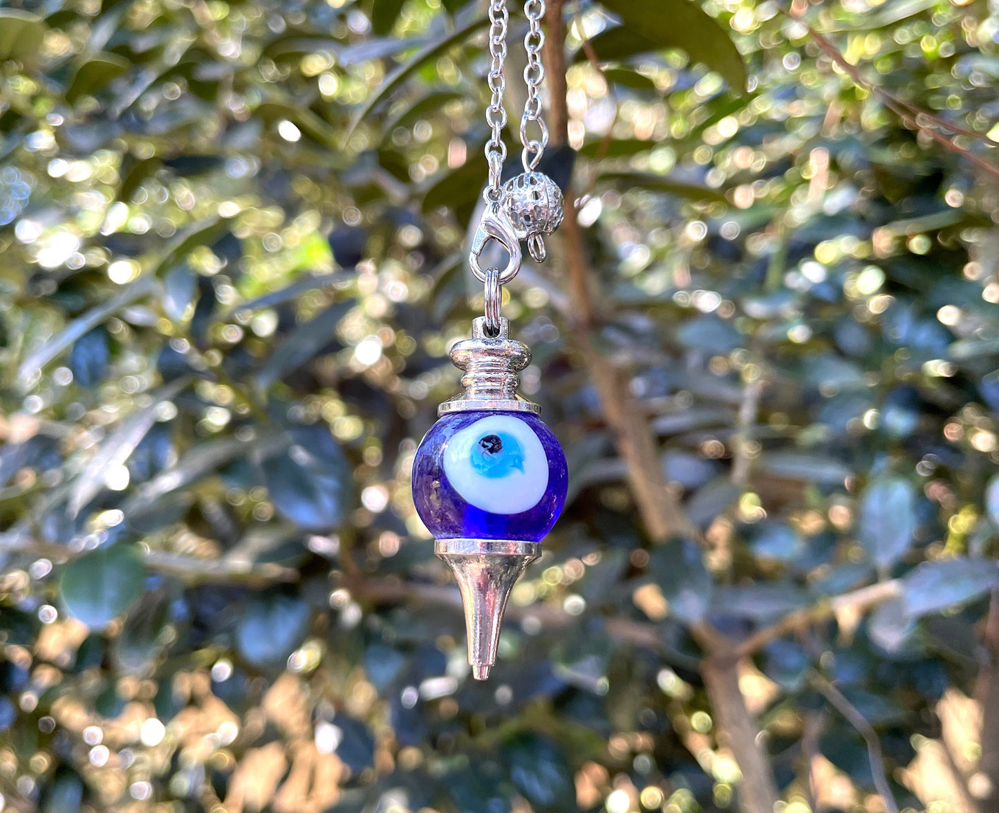 Evil Eye Glass Pendulum with mini wooden bowl