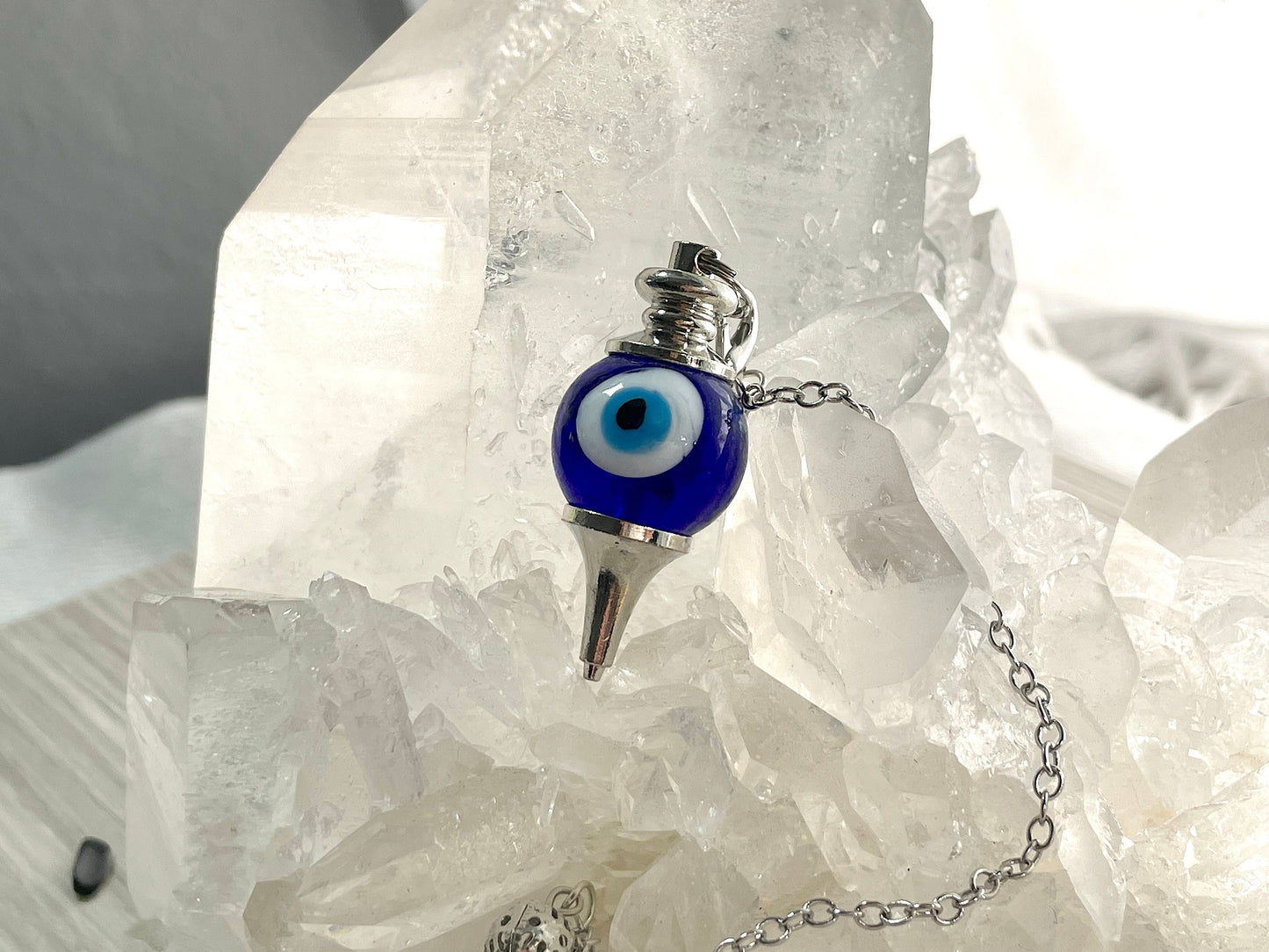 Evil Eye Glass Pendulum with mini wooden bowl