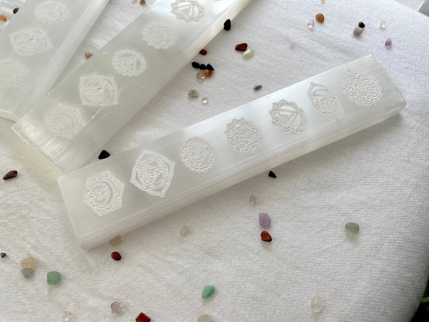 Engraved Chakra Selenite Charging Station