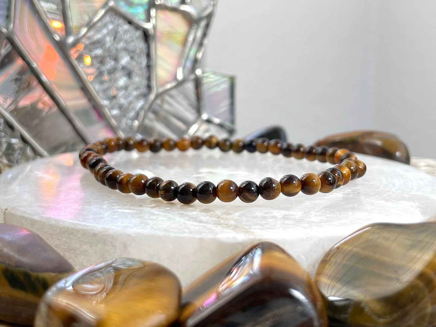 4mm Gemstone bracelet in Tiger Eye