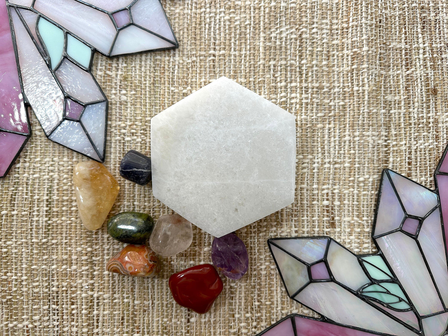 Hexagonal Selenite Plate | Crystal Charging and Cleansing Station