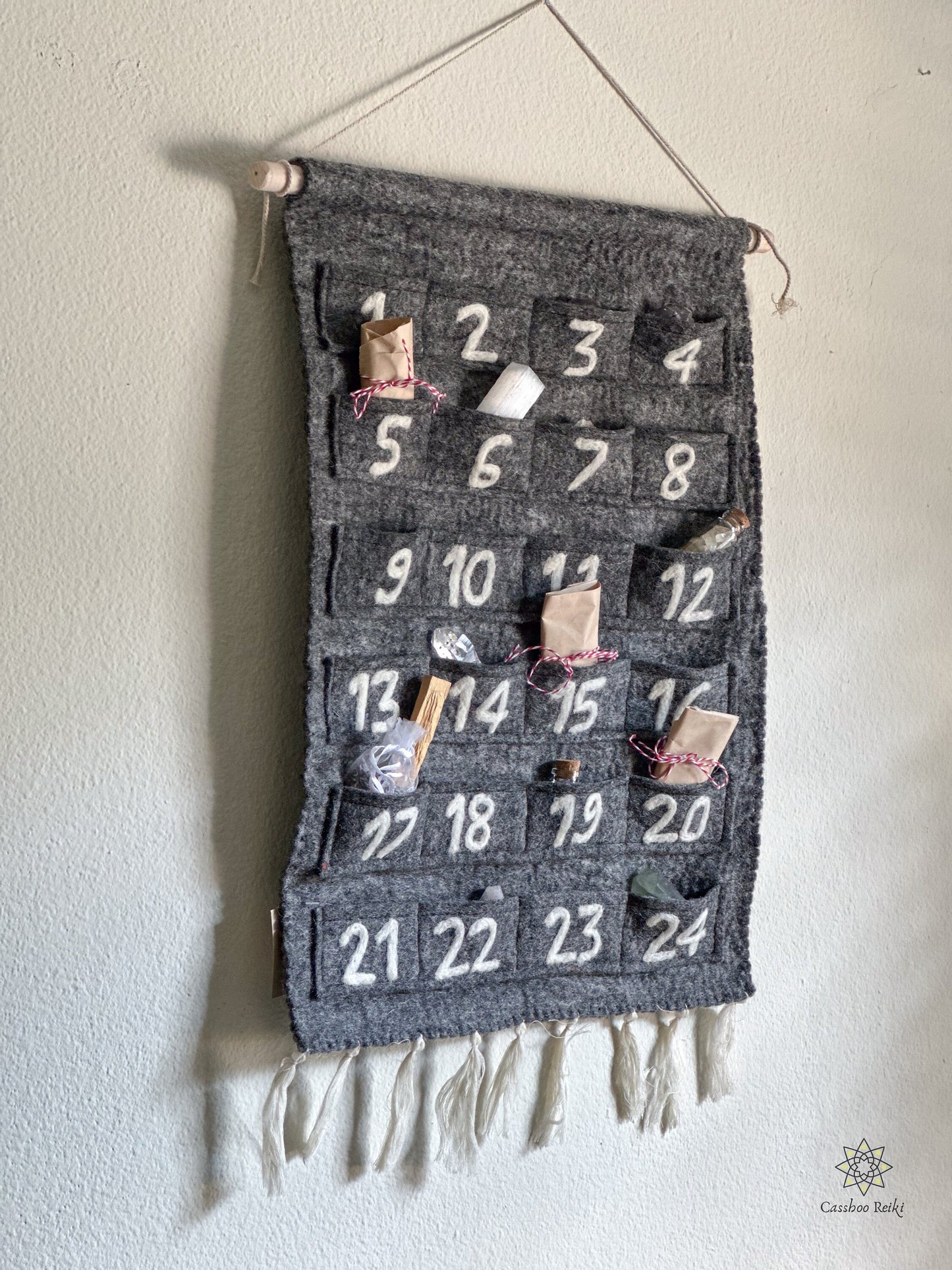 24-day Fabric advent calendar with pockets can be used in any season or occasion of the year