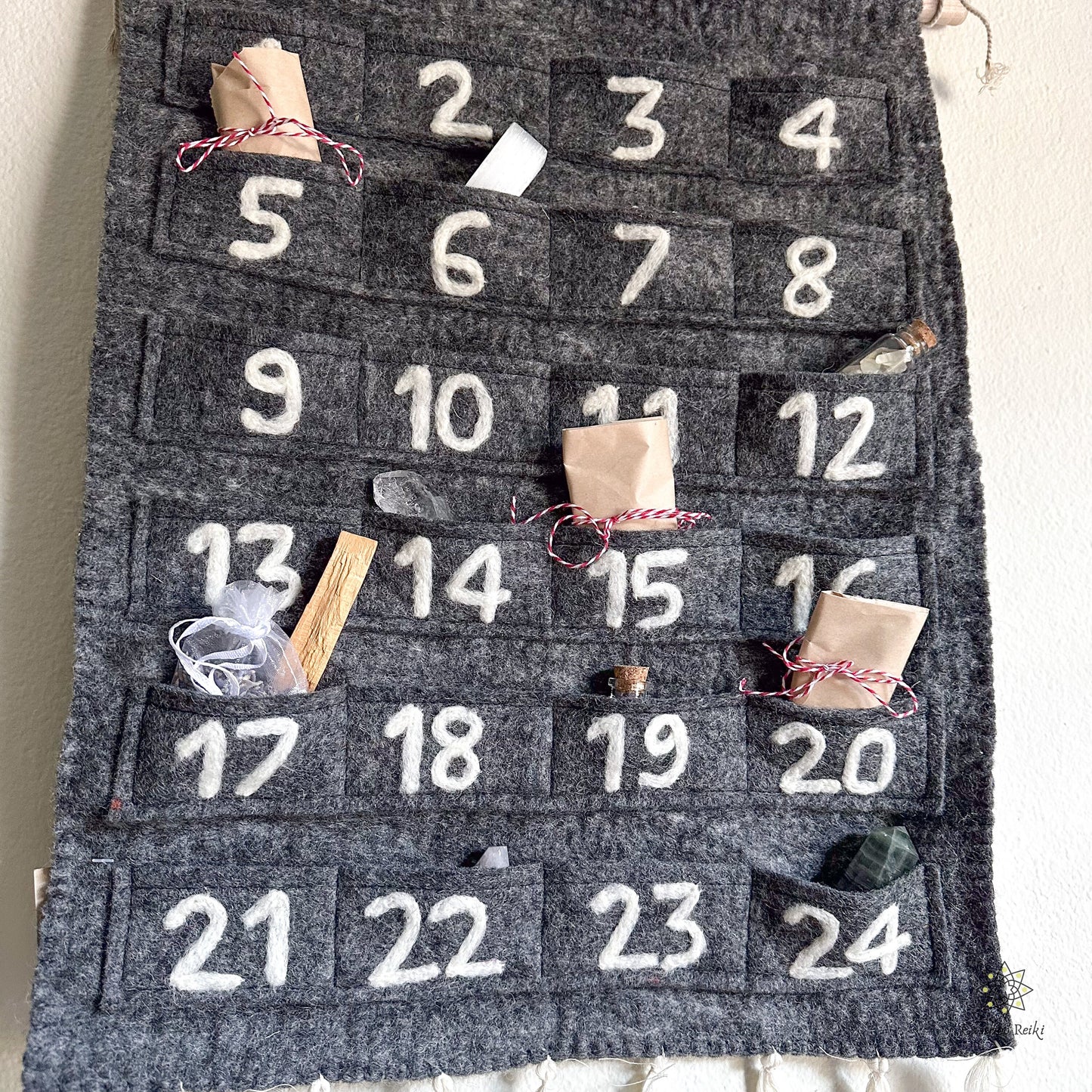 24-day Fabric advent calendar with pockets can be used in any season or occasion of the year